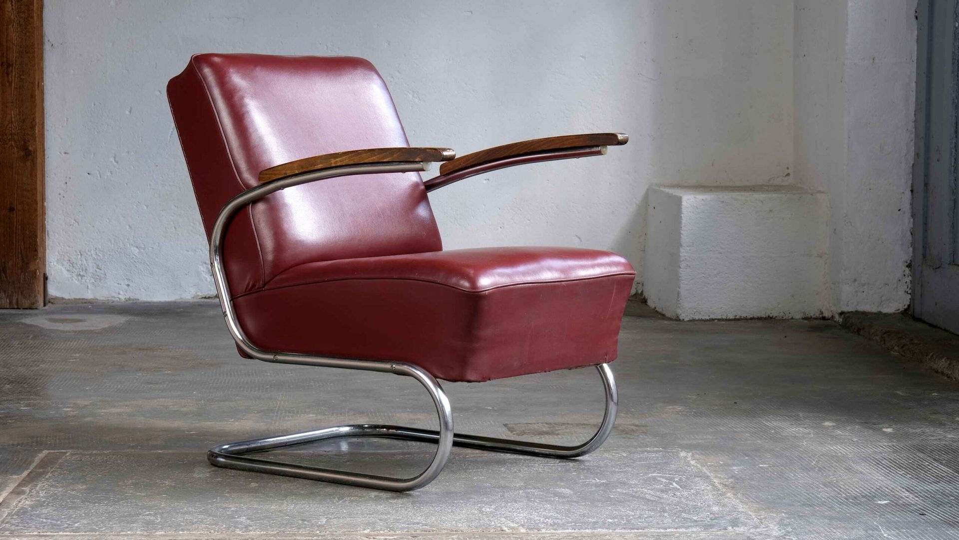 Red leather Bauhaus Chair delivered by MaxxdDelivery.ca