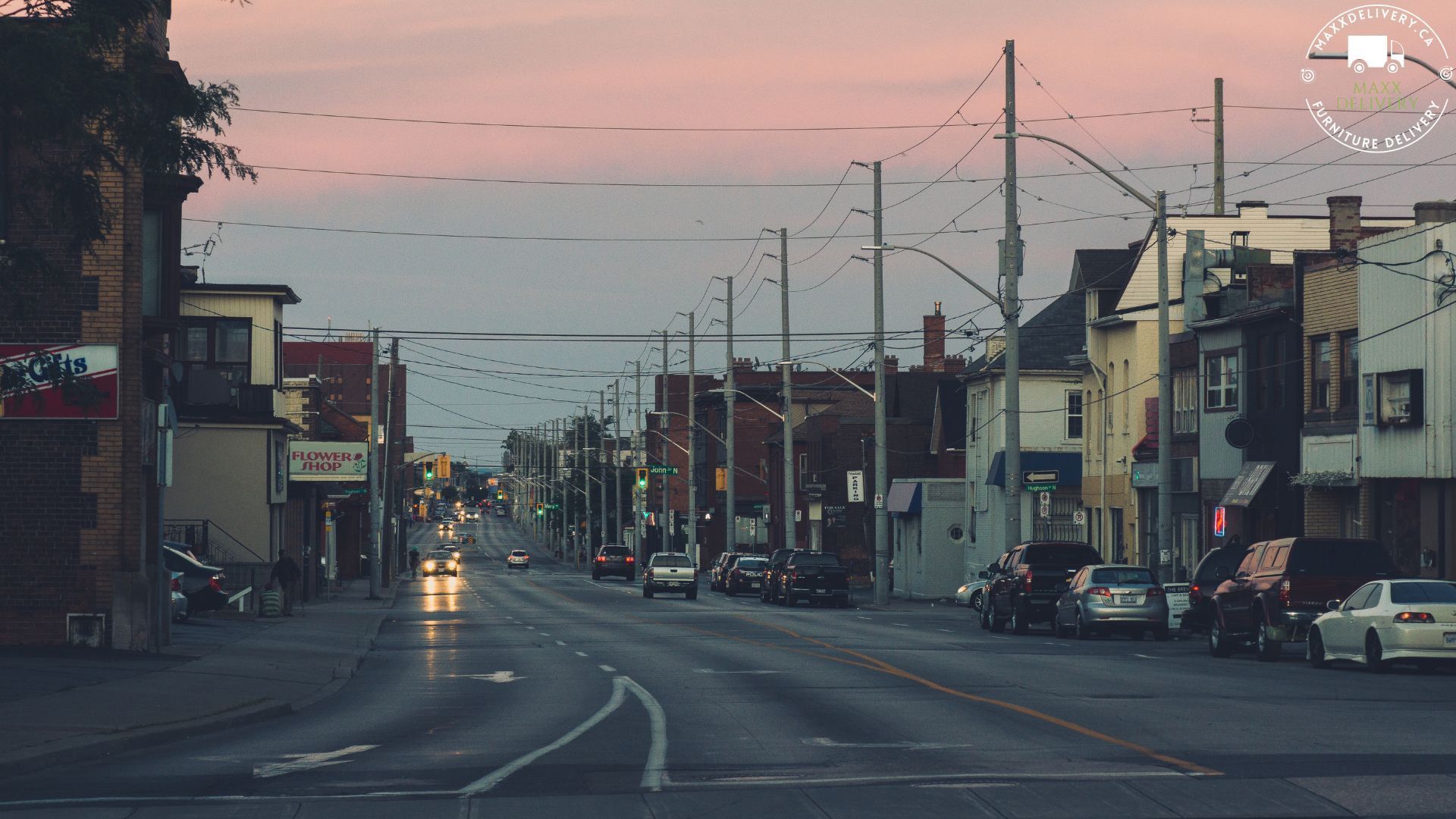 A busy street with a sign that says ' a ' on it