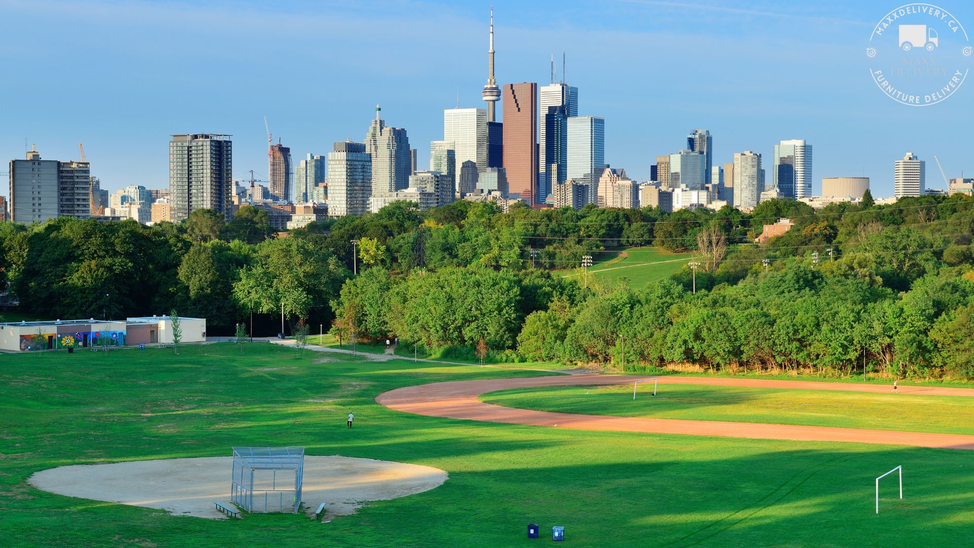 A field with a city skyline in the background - how to save money when moving