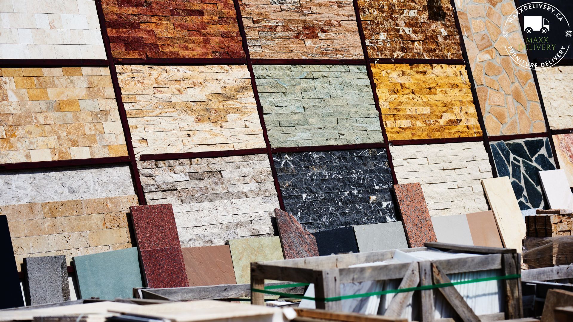 A display of tiles of different colors and sizes