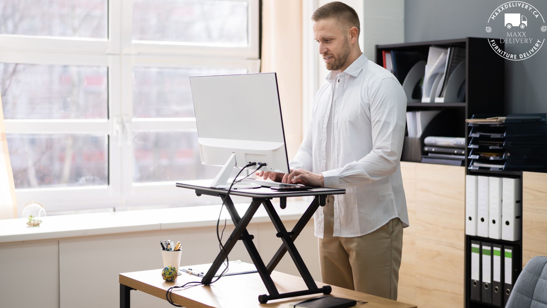 Custom IKEA desk with ergonomic accessories - Ikea Oakville and IKEA Toronto