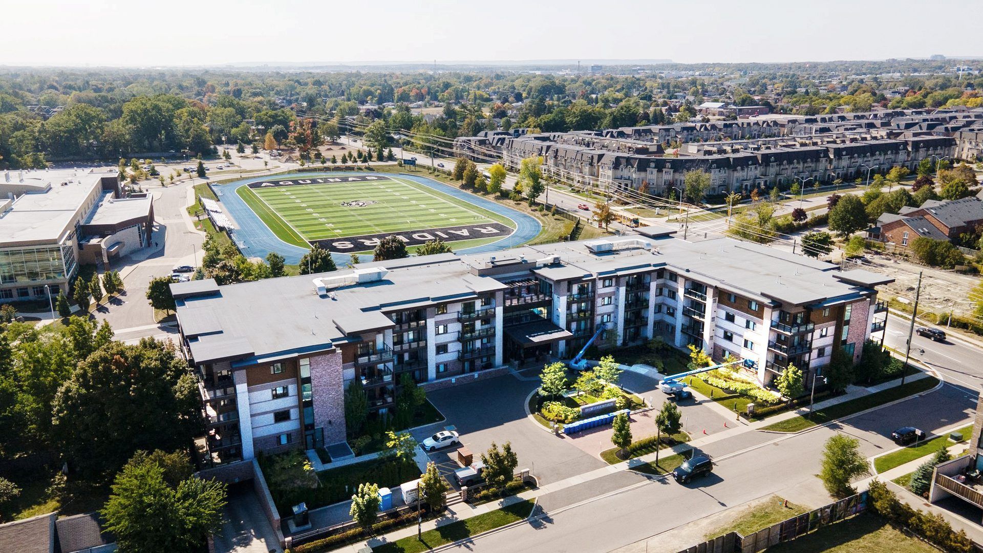 Aerial view of Oakville city alongside with best furniture delivery services in Ontario