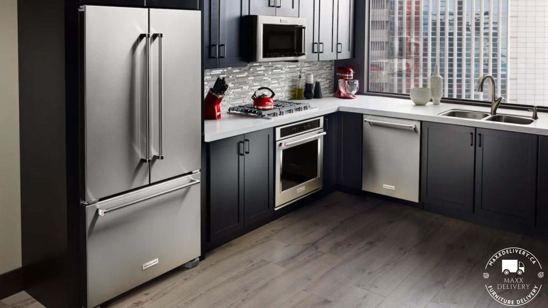 Kitchen with stainless steel appliances - Appliance movers