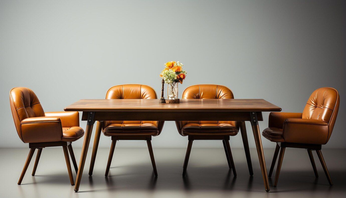 Dining Table furniture delivery Brown dining leather chairs