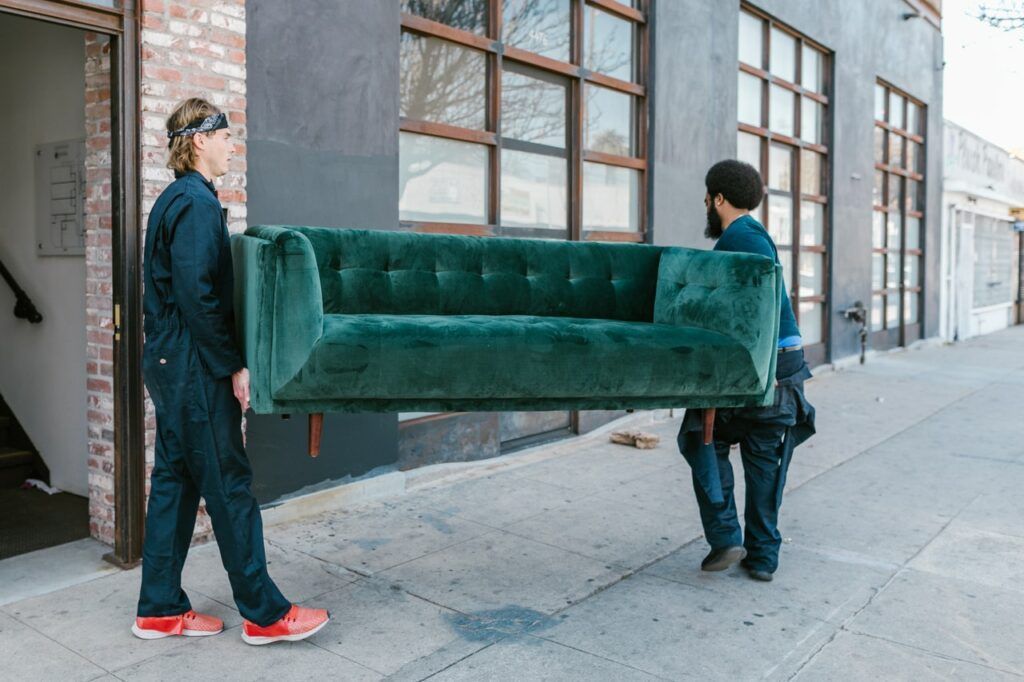 Velvet Green couch delivery in Toronto by MaxxDelivery.ca