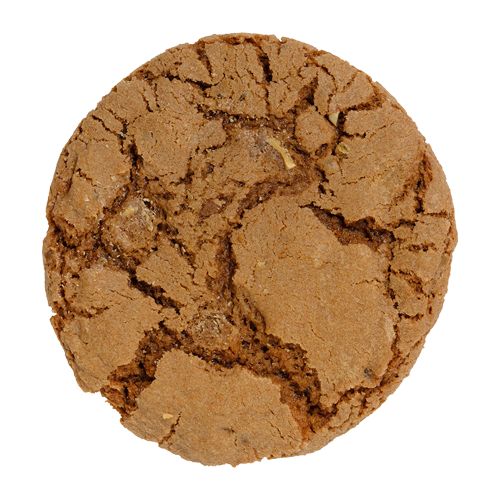 Een close-up van een bruin koekje op een witte achtergrond