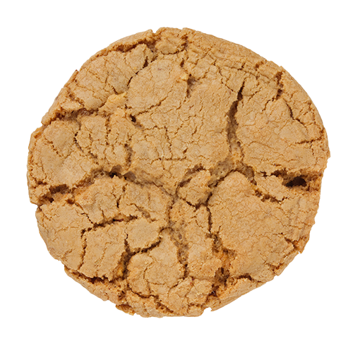 Een close-up van een gebarsten koekje op een witte achtergrond