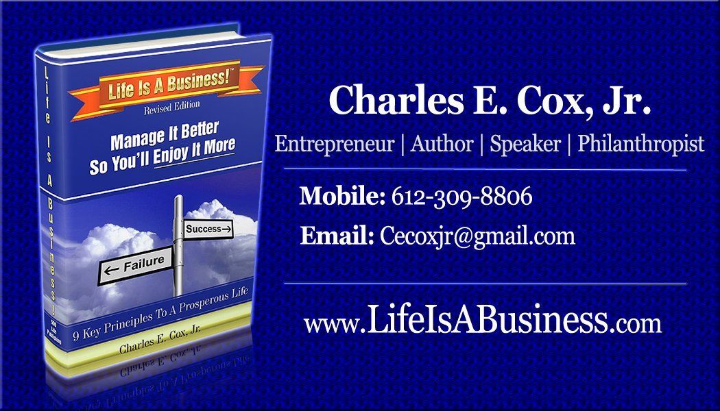 A business card for charles f. cox jr.