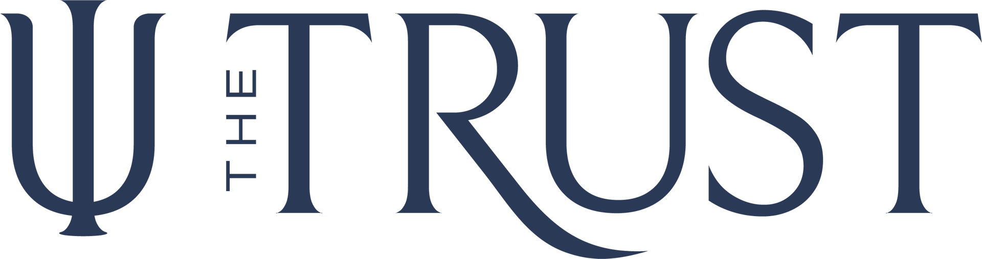 The Trust logo with stylized dark blue “T” and “TRUST” text on a light background