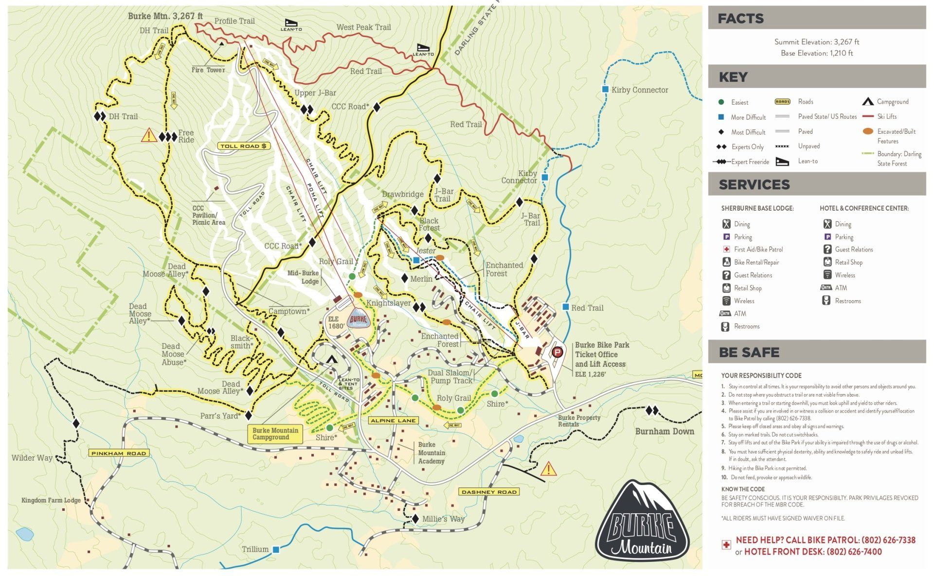 Burke Mountain Bike Park Map in East Burke, Vermont