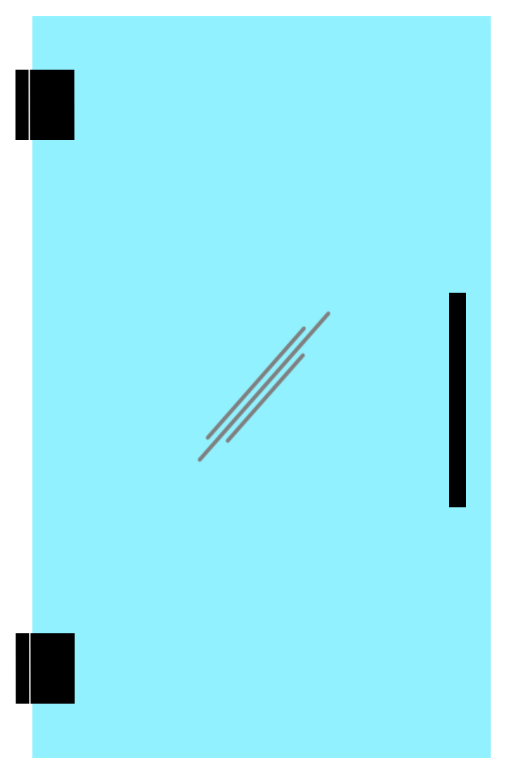 A blue glass door with a black handle and a reflection of a person in the glass.
