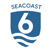 Blue shield logo with "SEACOAST 6" text, wavy lines, and a large number 6.