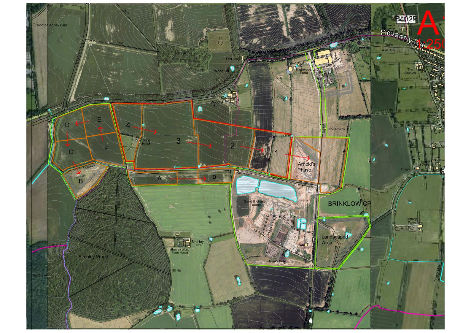 quarry plan with aerial view