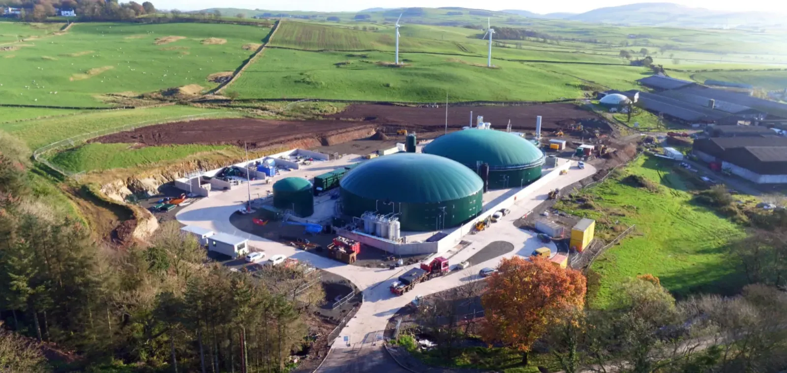 Aerial view of Biogas plant under construction