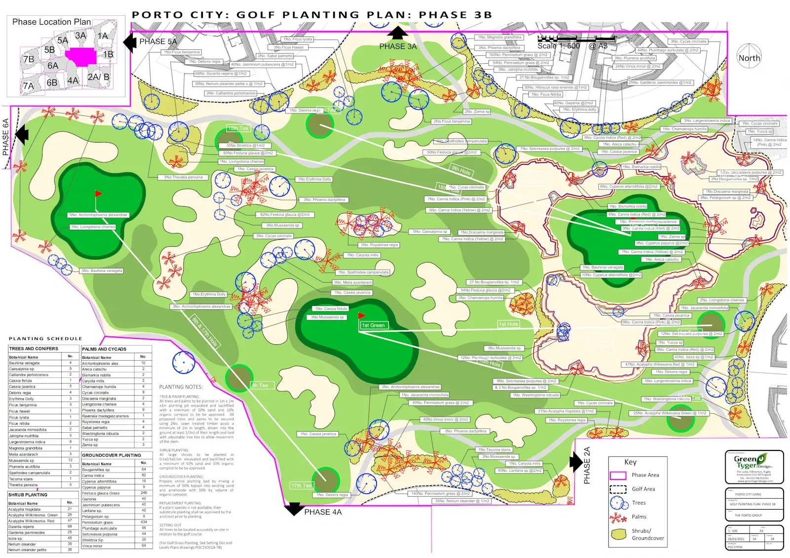 Plan drawing with planting labels