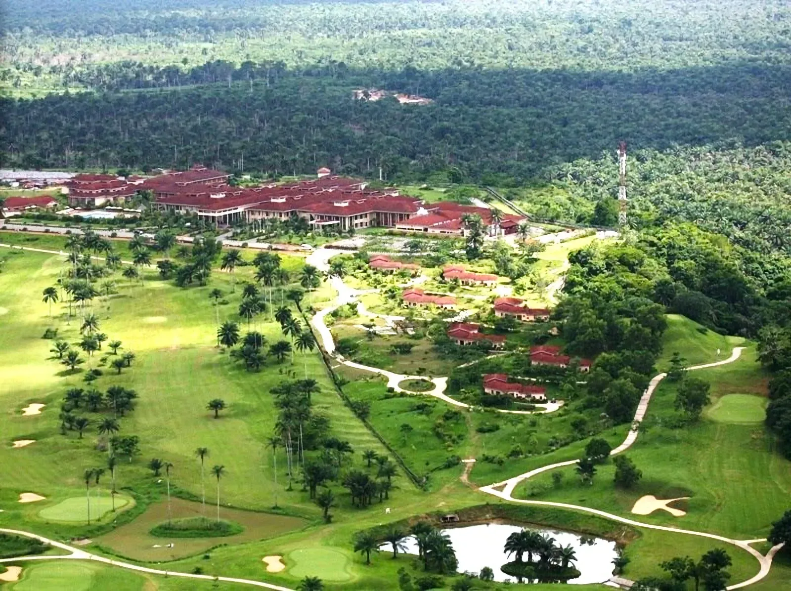 Aerial view of ibom hotel and golf course nigeria
