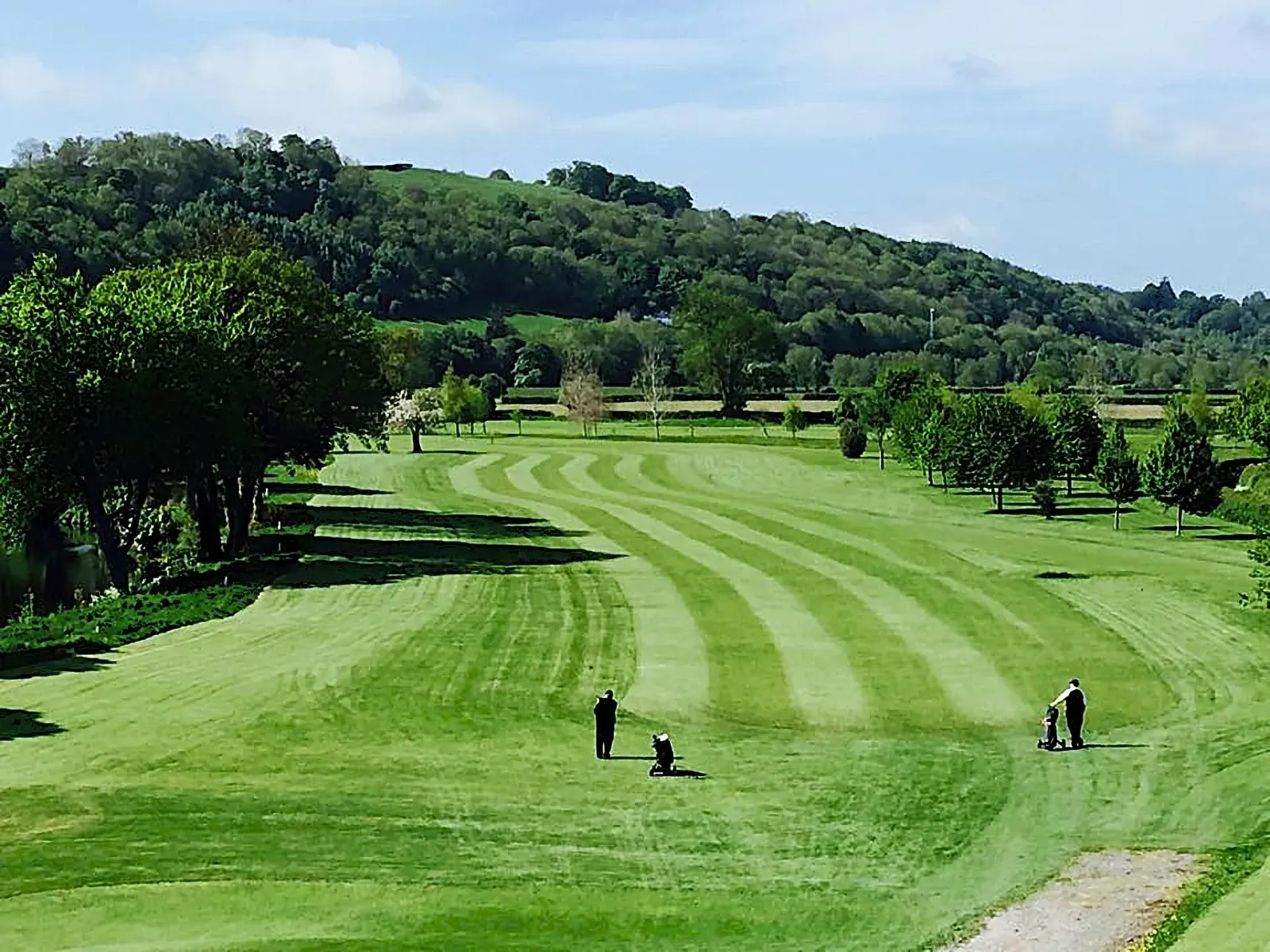 Striped golf fairway