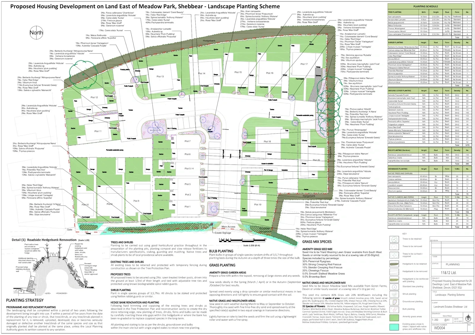 Planting plan for housing estate