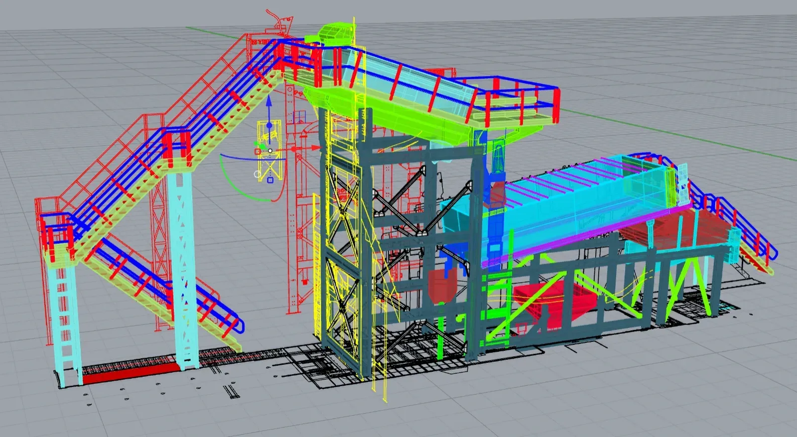 Technical drawing of machine