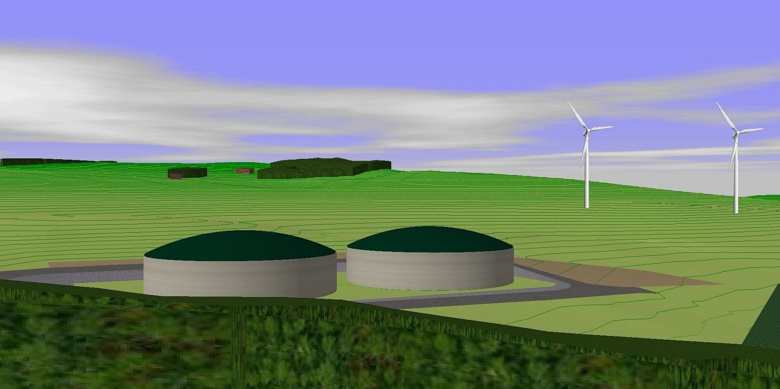 digital terrain model of biodigester domes