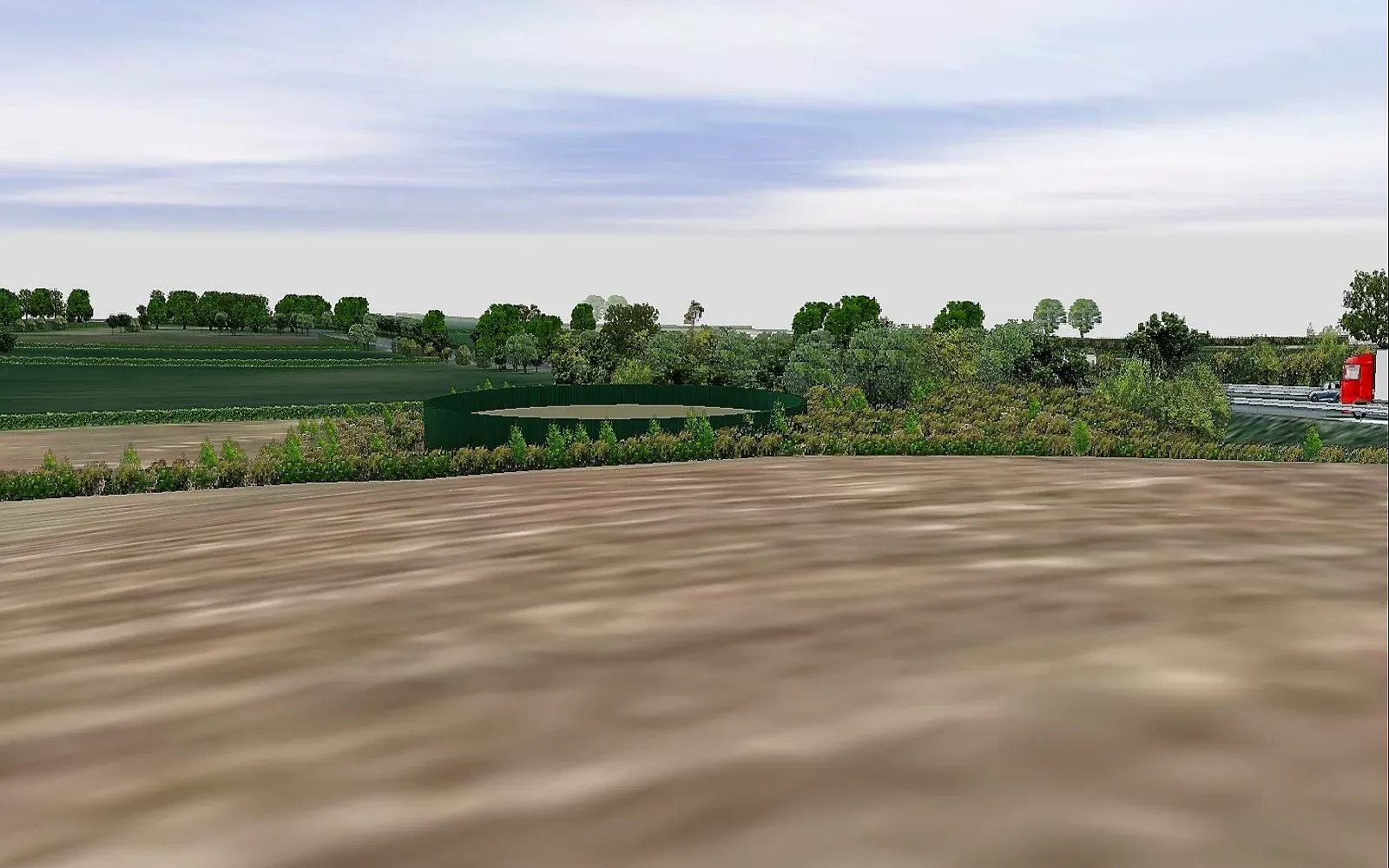 Model  view of storage tank from nearby property