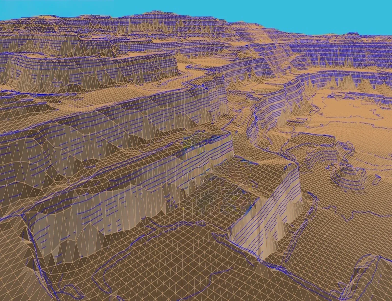 model with stepped cliffs in quarry