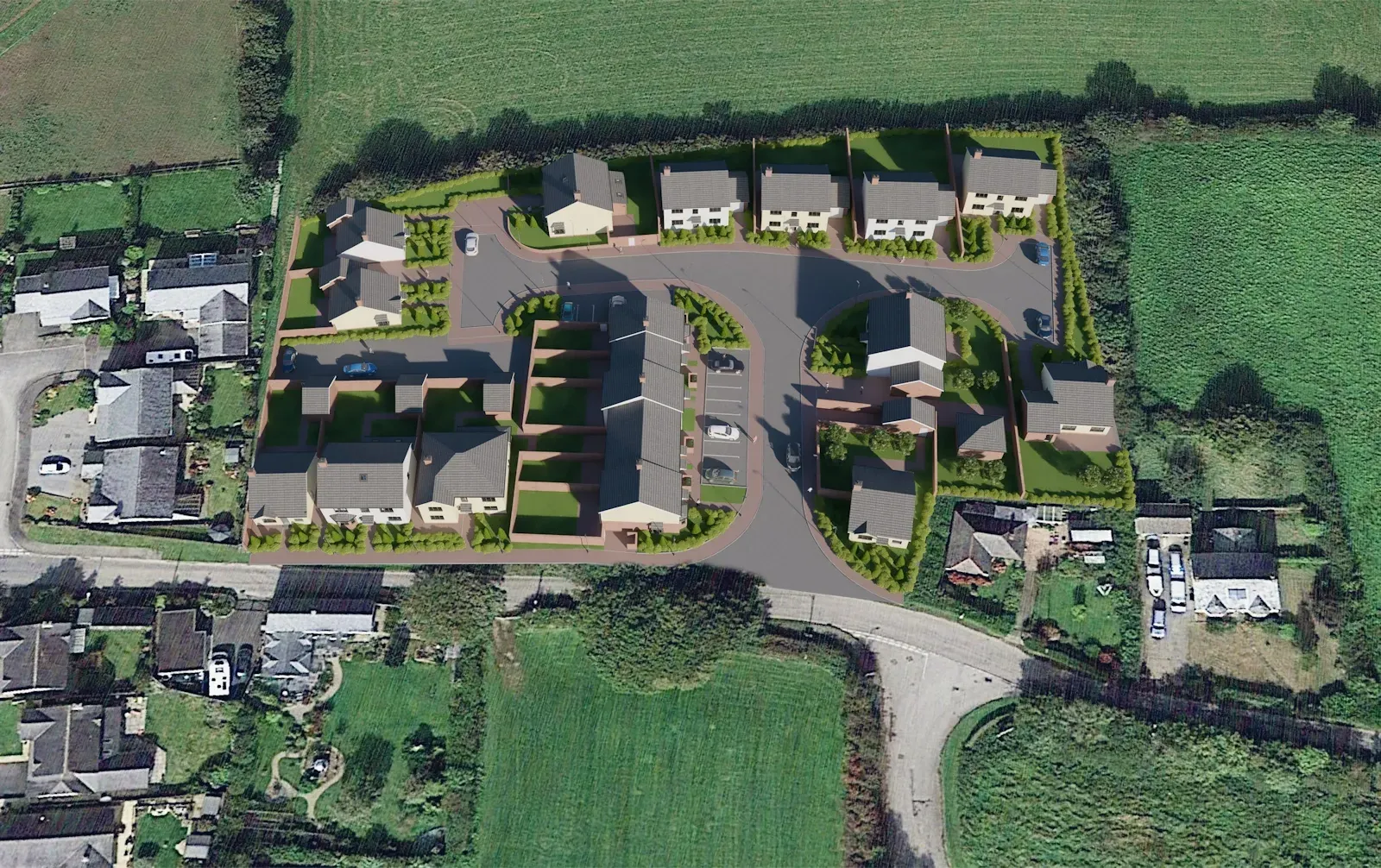 Aerial View of Housing Estate Model