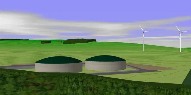 digital terrain model of biodigester domes