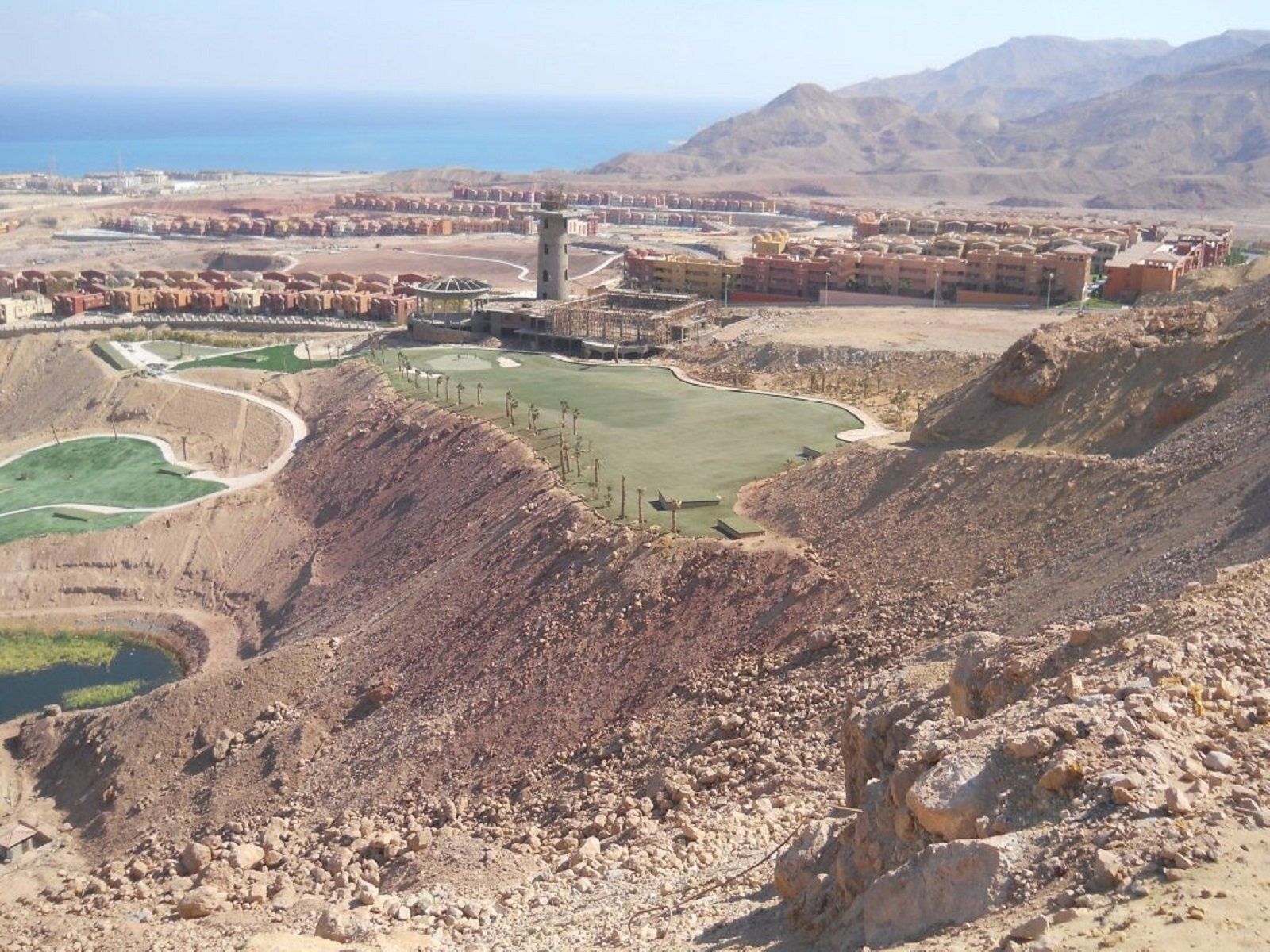 view to clubhouse from top of mountain