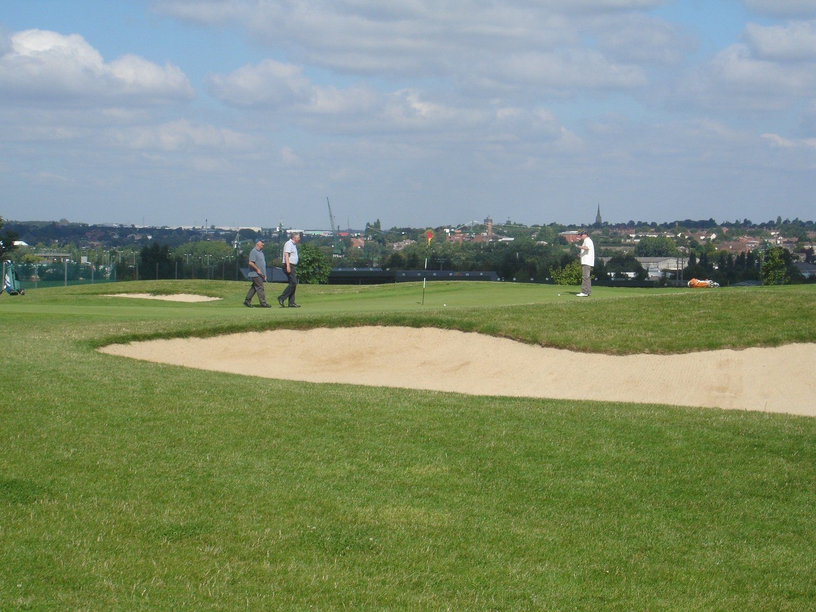 view of bunker and green