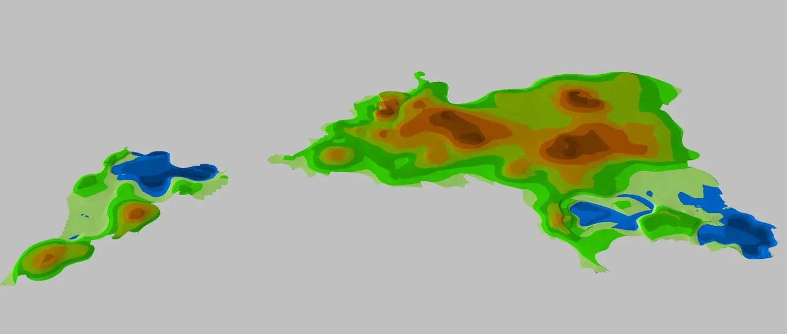 Contour image in colour bands