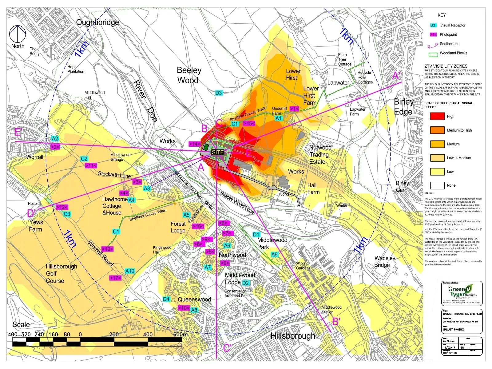 Zones of visual influence plan ZTV at 8m