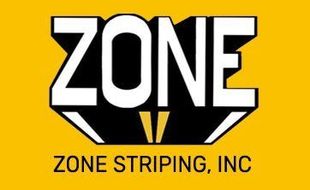 Zone Striping, Inc. logo with bold white “ZONE” on black and yellow background.