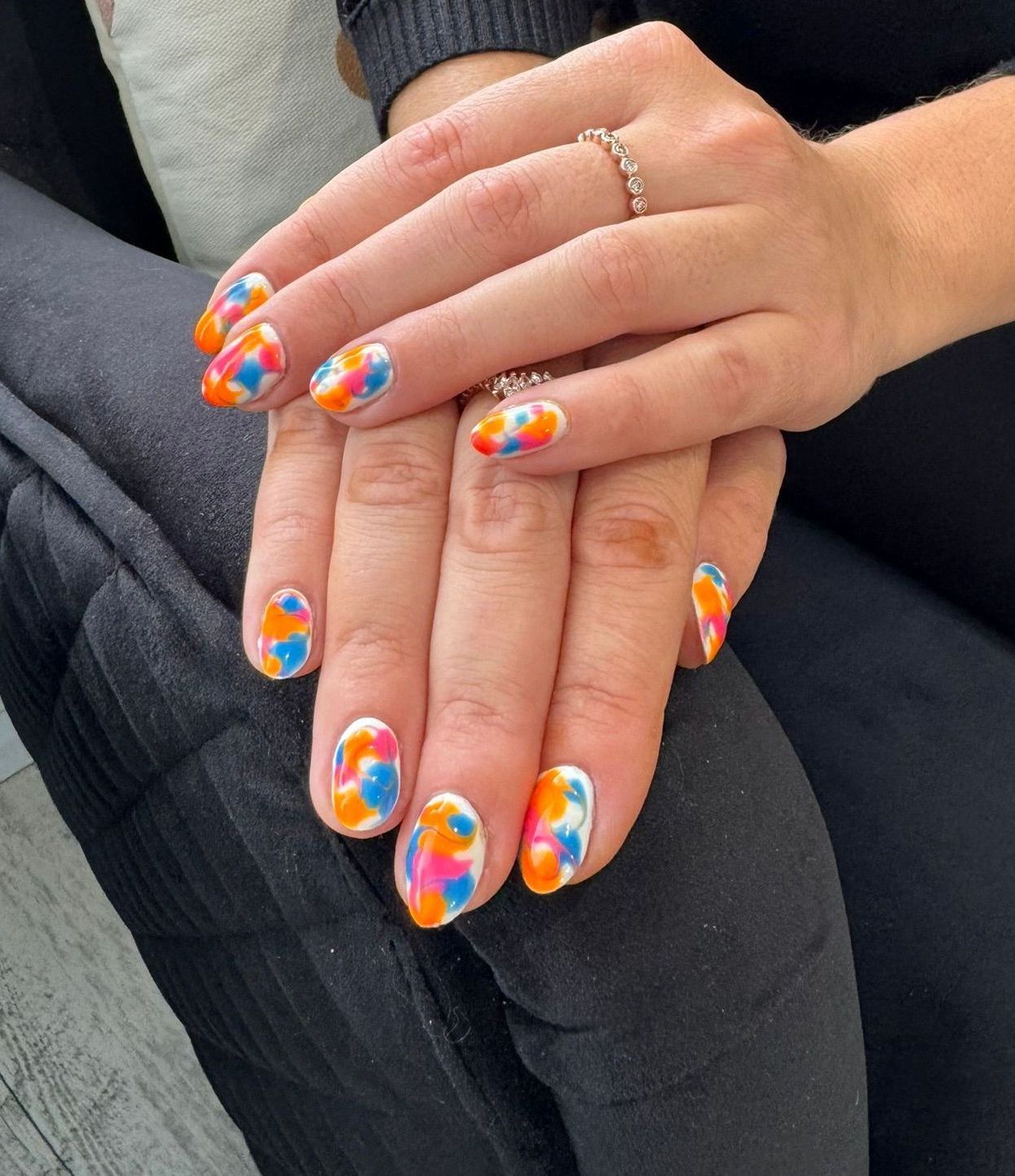 Female Manicure With Floral Patterns — Envy Cosmetic Collective in Maitland, NSW