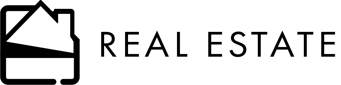A black and white logo for a real estate company.