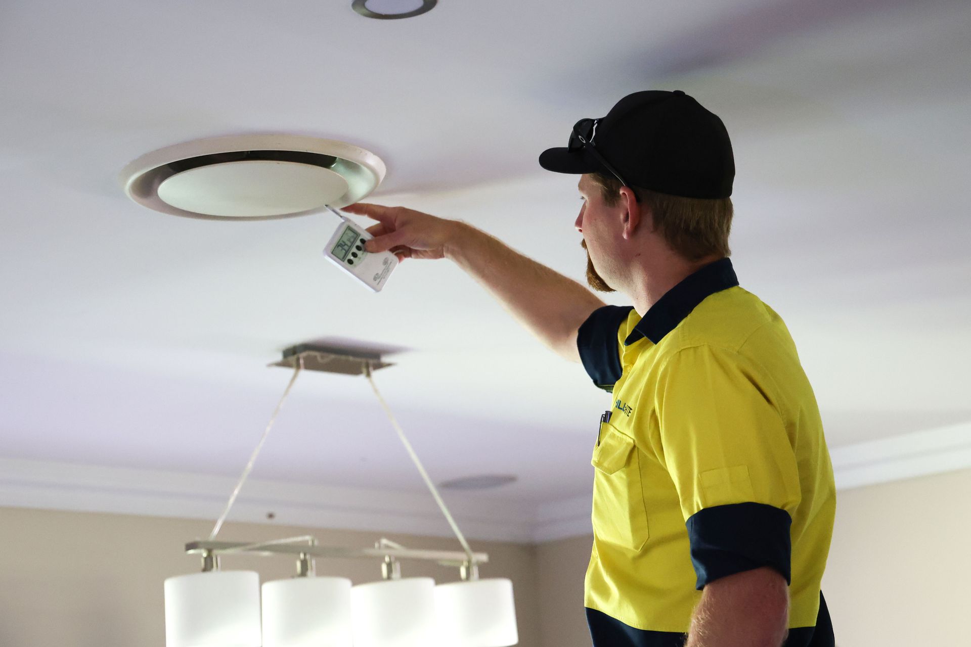 A Man Installing An Air Conditioning Unit On A Room