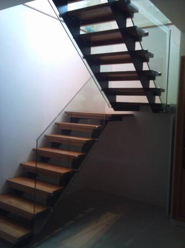 glass balustrades behind stairs