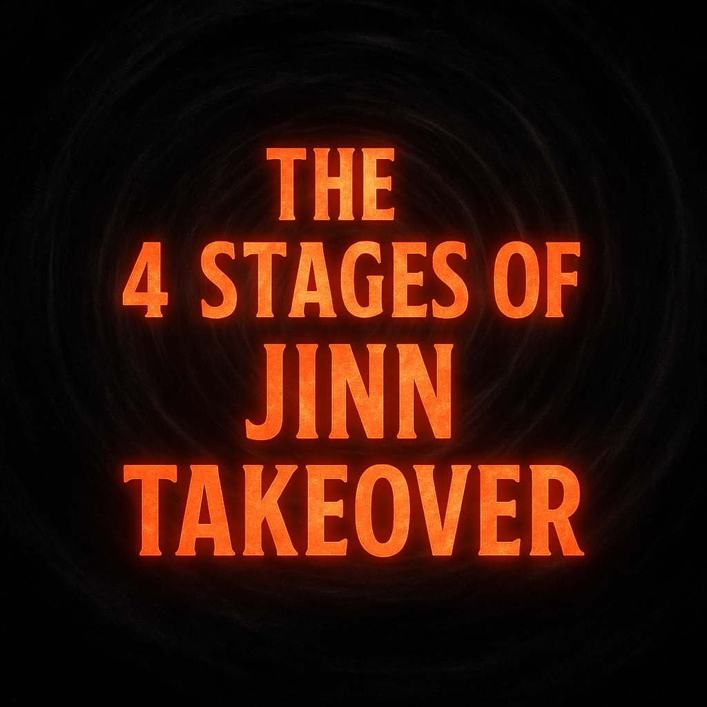Dark vortex background with title ‘The 4 Stages of Jinn Takeover’ showing spiritual influence