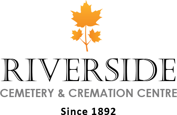 Riverside Cemetery & Cremation Centre logo with orange maple leaves and &ldquo;Since 1892&rdquo; text
