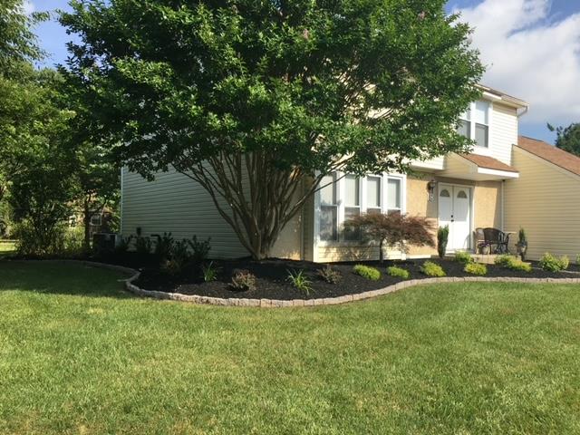 A house with a tree in front of it and a lush green lawn.