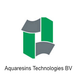 Logo van Aquaresins Technologies BV: Groen en grijs abstracte vorm.