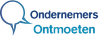 Logo with a speech bubble, blue text