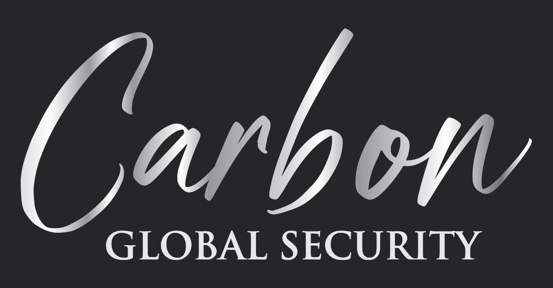 Carbon Global Security logo in silver text on a black background.