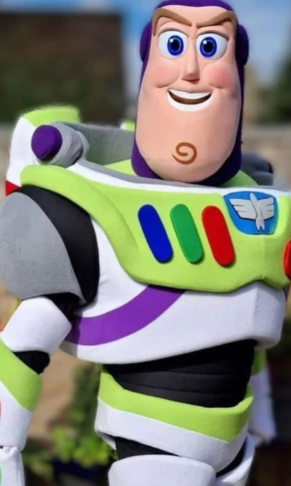 A close up of a toy story character buzz lightyear