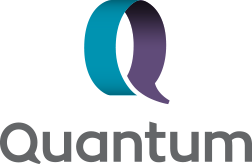 A blue and purple logo for quantum with a letter q on a white background.