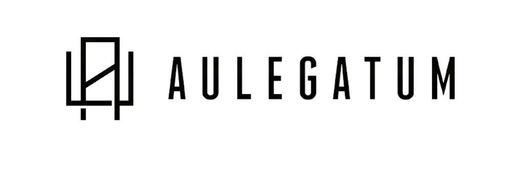 A black and white logo for aulegatum on a white background.