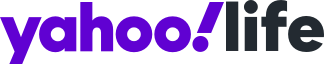 A purple and black yahoo life logo on a white background
