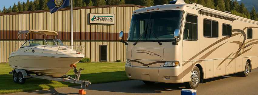 Boat & RV outside the heated, indoor facility