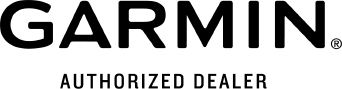 A garmin authorized dealer logo on a white background.