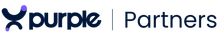 Purple Partners logo. Purple and dark blue company name with a unique symbol.